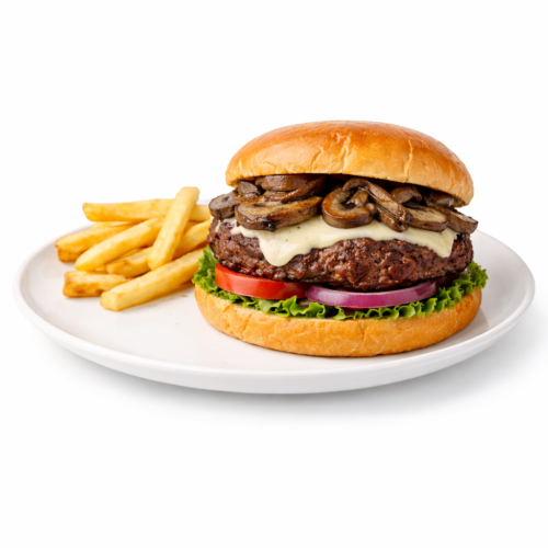 Classic Mushroom Cheddar Burger - littlegeorgesexpresspizza.com
